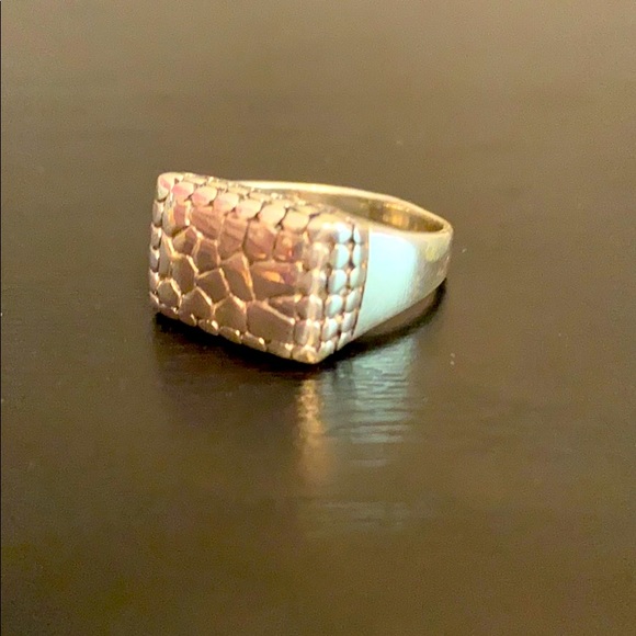 Tortoise Shell Design Pattern Block Geometric Large 925 Silver Ring - Picture 2 of 9